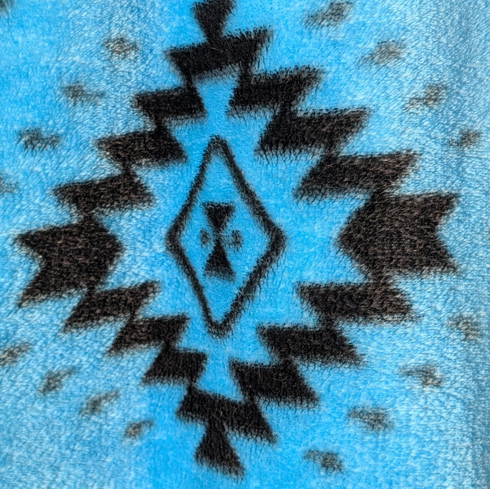 Southwestern Aztec Chimayo Blue Fleece Robe L/XL - Picture 5 of 5